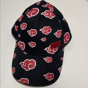 Naruto Shippuden black snapback with Akatsuki Clan logo clouds.